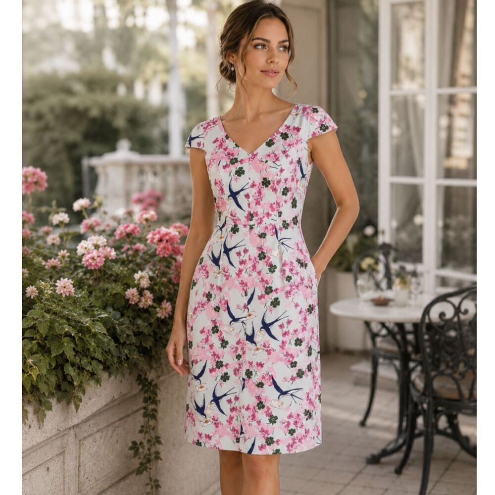CAROLINA HERRERA Love Letters Archive Print Collection Dress Size 8
